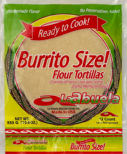 La Abuela Flour Burrito Size Tortillas, 18.5 oz, 12 Count