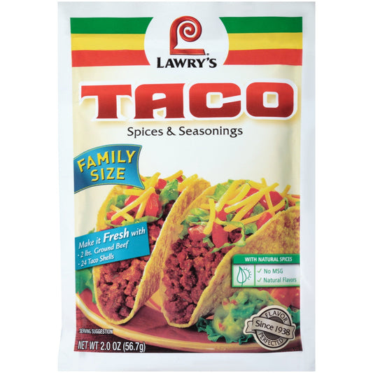 Lawry's Family Size Original Taco Seasoning Mix, 2 oz Mixed Spices & Seasonings