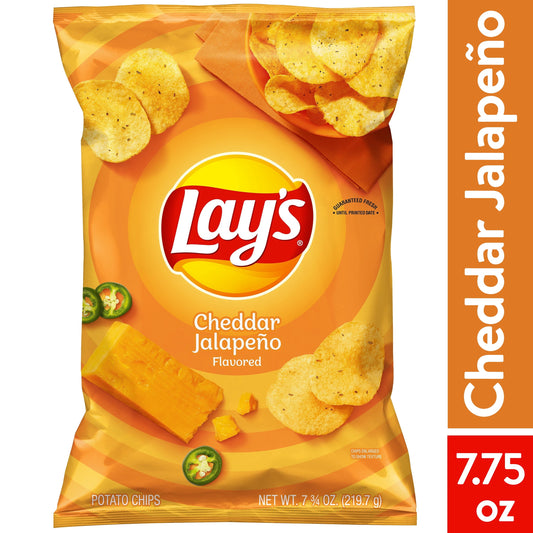 Lay's Cheddar Jalapeno Flavored Potato Chips, 7.75 oz Bag