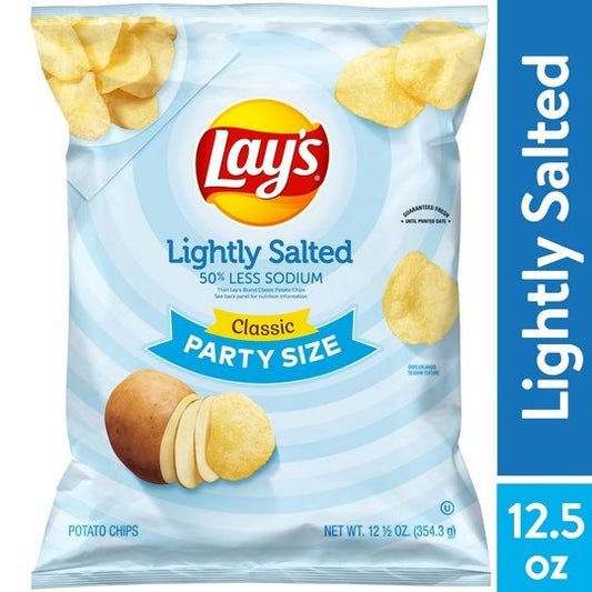 Lay's Lightly Salted Classic Potato Snack Chips,Party Size, 12.5 oz Bag