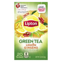 Lipton Green Tea, Lemon Ginseng, Can Help Support a Healthy Heart, Tea Bags 20 Count Box