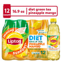 Lipton Iced Tea Immune Support Diet Pineapple Mango Green Tea 16.9 Fl Oz, 12 Count