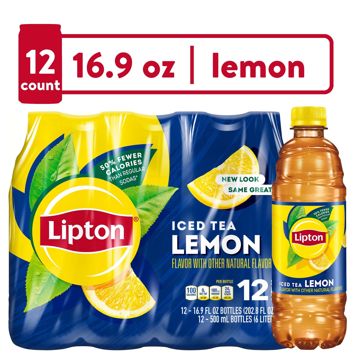 Lipton Lemon Iced Tea, 16.9 fl oz, 12 Pack Bottles