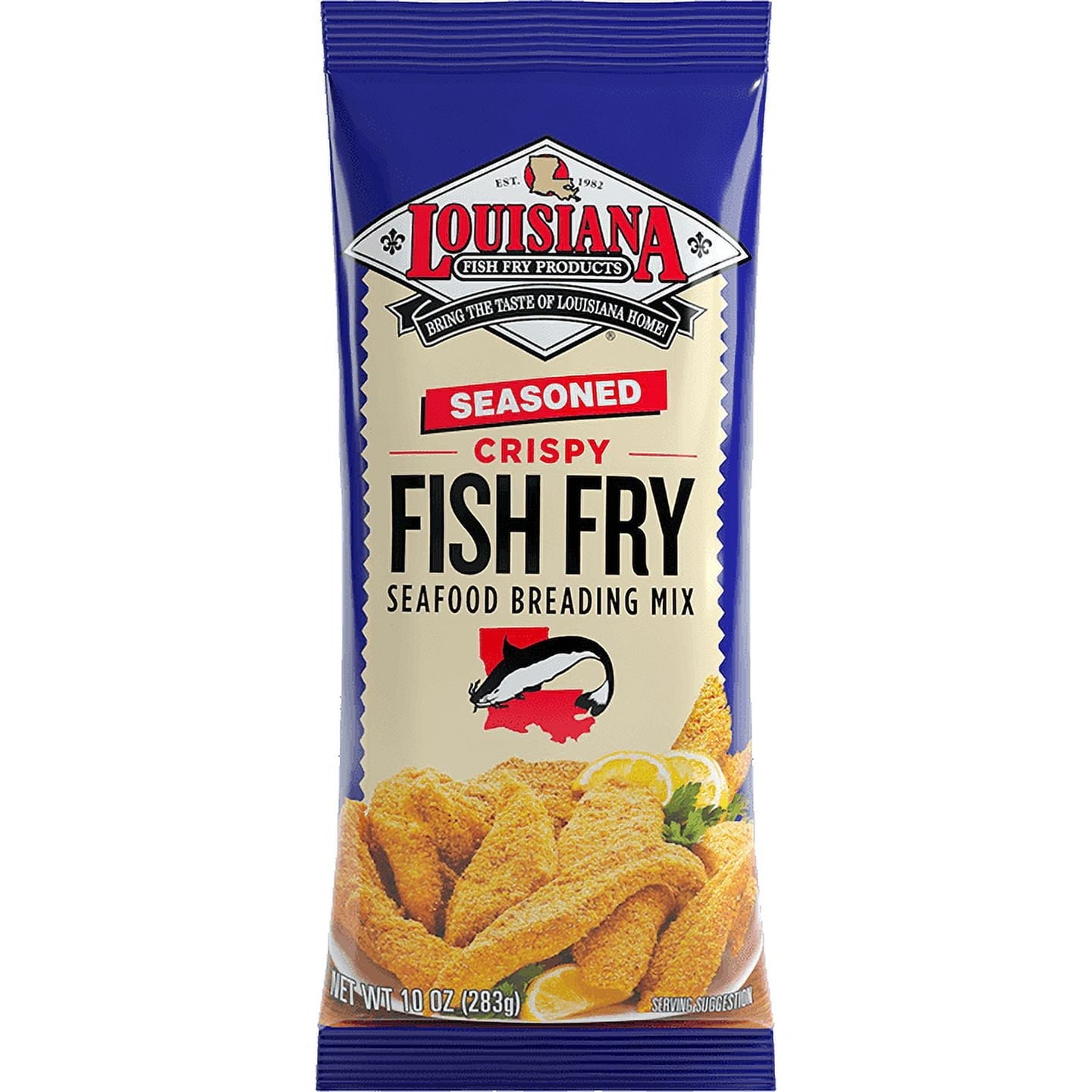 Louisiana Fish Fry Seasoned Fish Fry Breading Coating Mix 10 oz Bag.