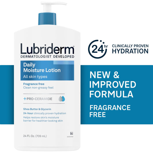 Lubriderm Unscented Daily Moisture Lotion + Pro-Ceramide, 24 fl. oz