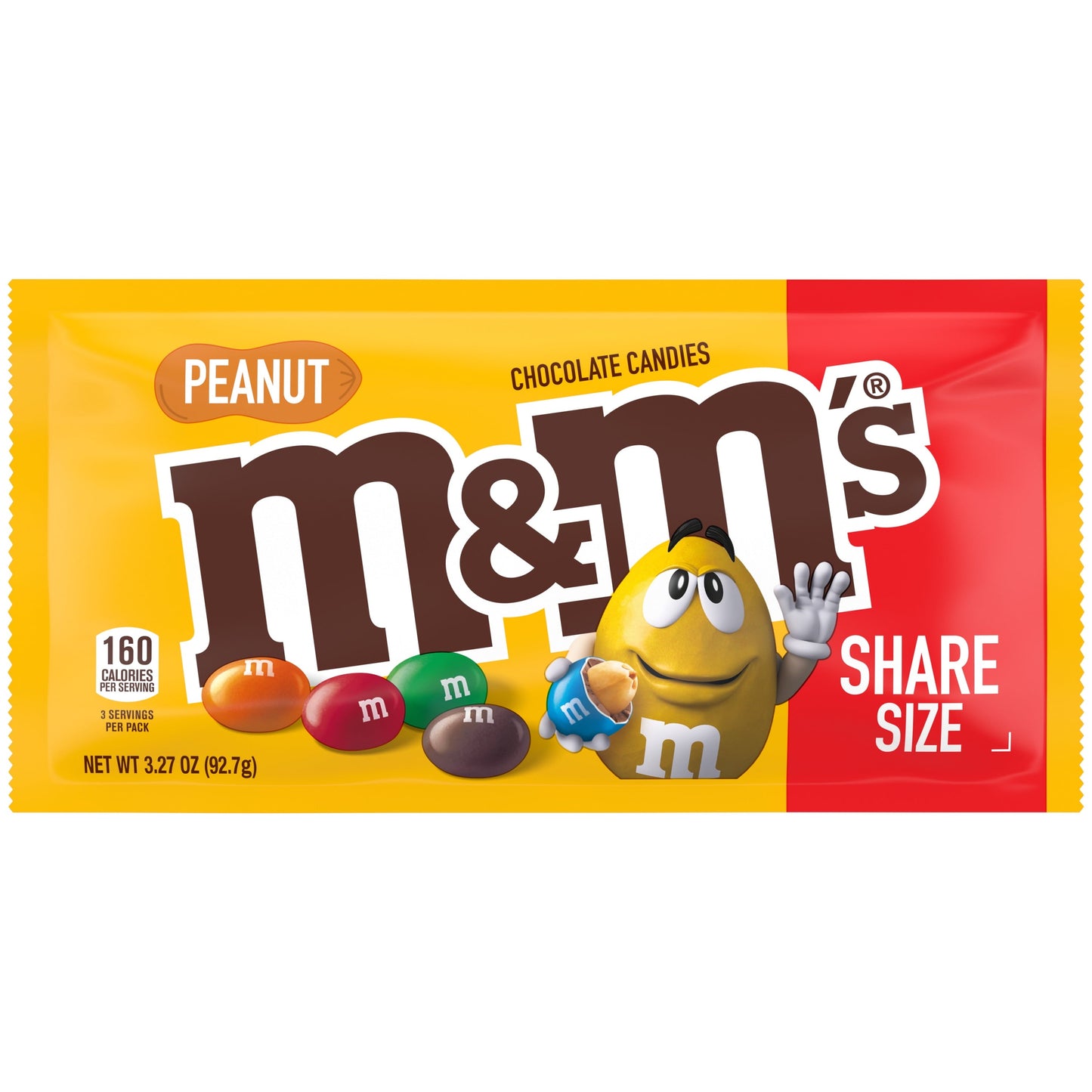 M&M's Peanut Milk Chocolate Candy, Share Size - 3.27 oz Bag