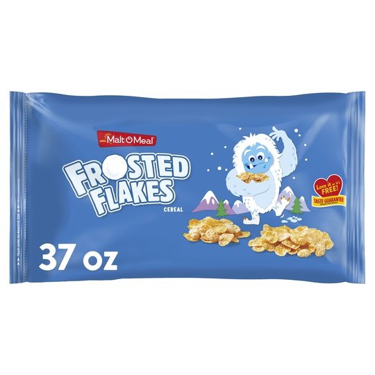 Malt-O-Meal Frosted Flakes Cereal, Frosty Flakes Breakfast Cereal, 37 oz Resealable Cereal Bag