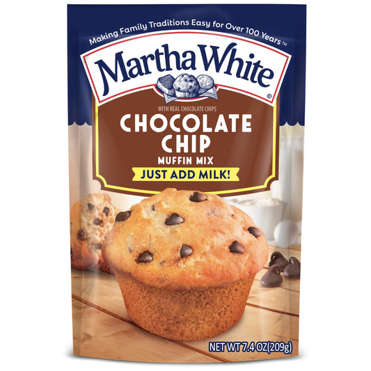 Martha White Chocolate Chip Muffin Mix, 7.4 oz Bag