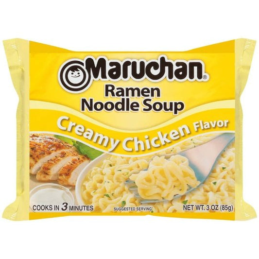 Maruchan Ramen Noodle Creamy Chicken Flavor Soup, 3 oz Shelf Stable Package