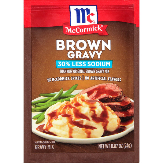 McCormick Brown Gravy Mix - 30% Less Sodium, 0.87 oz Gravies