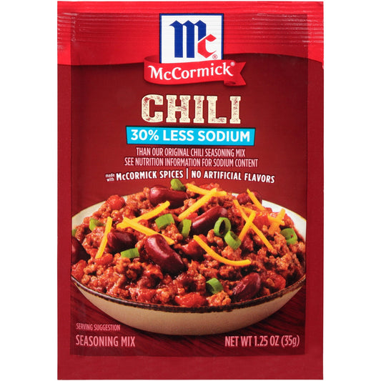 McCormick Chili Seasoning Mix - Less Sodium, 1.25 oz Mixed Spices & Seasonings