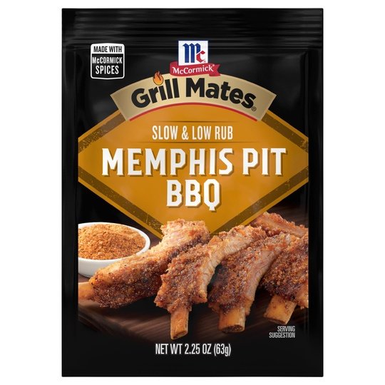 McCormick Grill Mates Slow & Low Memphis Pit BBQ Rub, 2.25 oz Mixed Spices & Seasonings