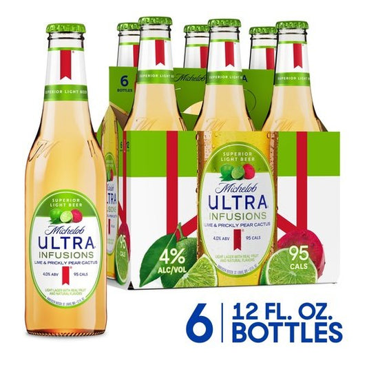 Michelob ULTRA Infusions Lime & Prickly Pear Cactus Domestic Beer, 6 Pack Beer, 12 fl oz Bottles, 4 % ABV