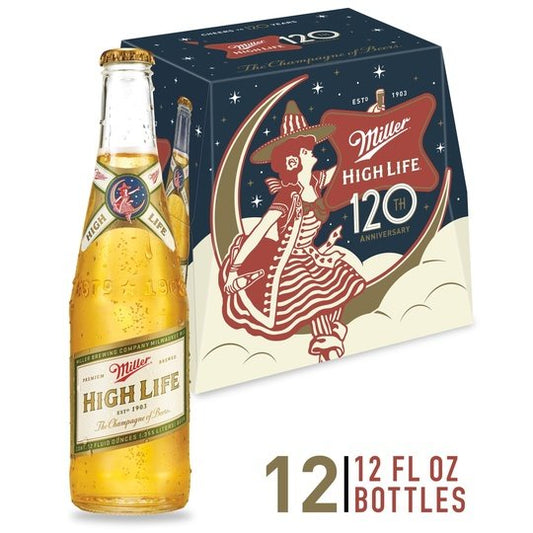 Miller High Life Lager Beer, 12 Pack, 12 fl oz Bottles, 4.6% ABV