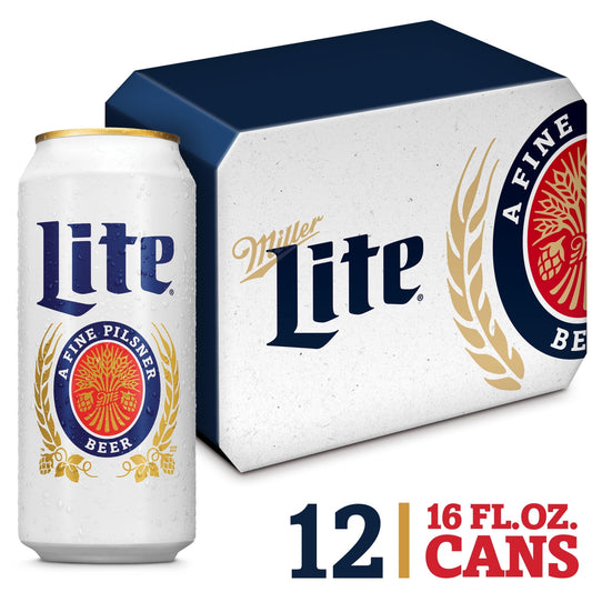 Miller Lite Lager Beer, 12 Pack, 16 fl oz Cans, 4.2% ABV