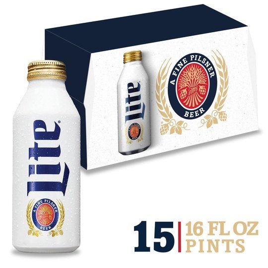 Miller Lite Lager Beer, 15 Pack, 16 fl oz Bottles, 4.2% ABV