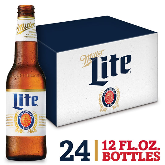 Miller Lite Lager Beer, 24 Pack, 12 fl oz Bottles, 4.2% ABV