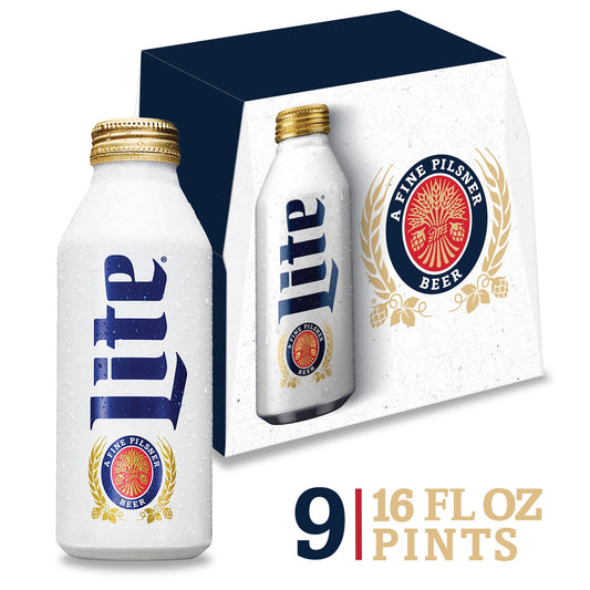 Miller Lite Lager Beer, 9 Pack, 16 fl oz Bottles, 4.2% ABV