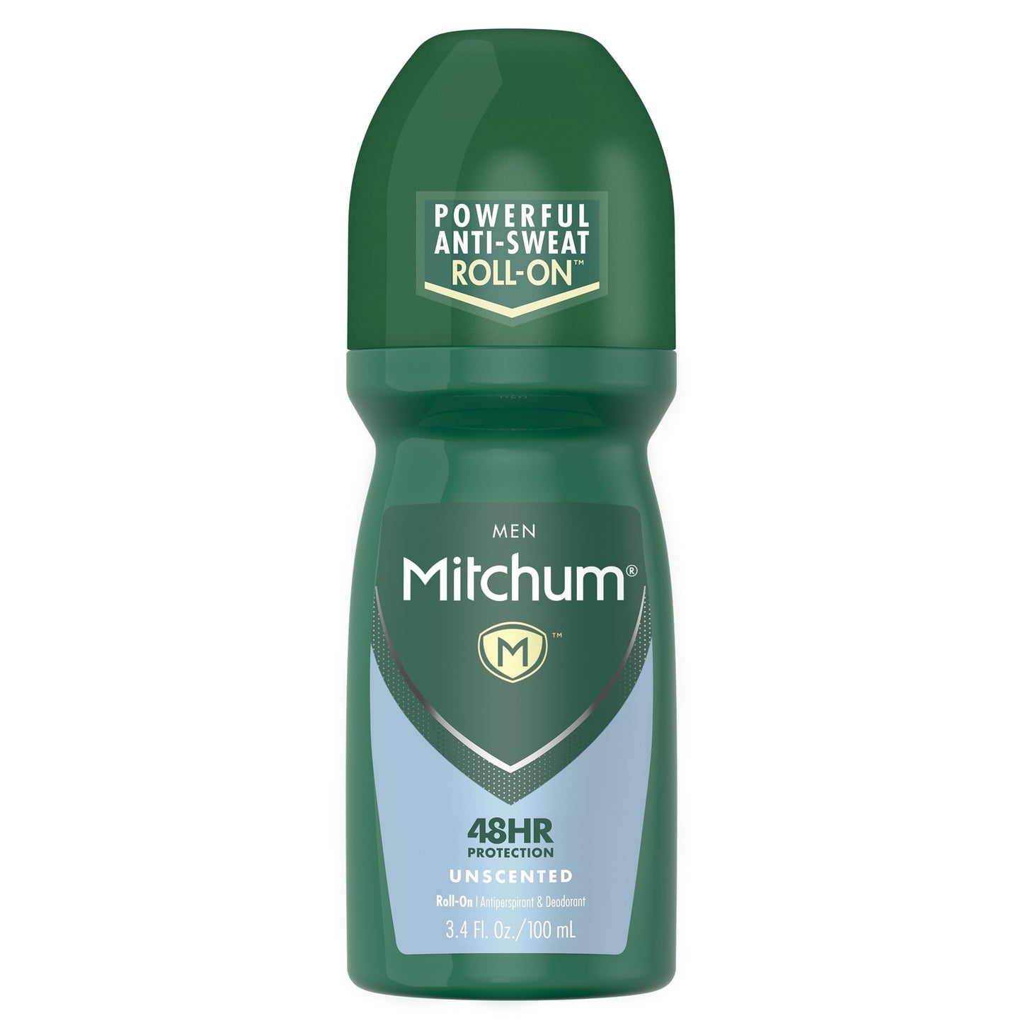 Mitchum Men Powerful Anti-Sweat Antiperspirant Deodorant Roll On, Unscented, 3.4 oz