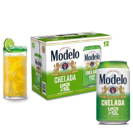Modelo Chelada Limon y Sal Mexican Import Flavored Beer, 12 Pack Beer, 12 fl oz Cans, 3.5% ABV