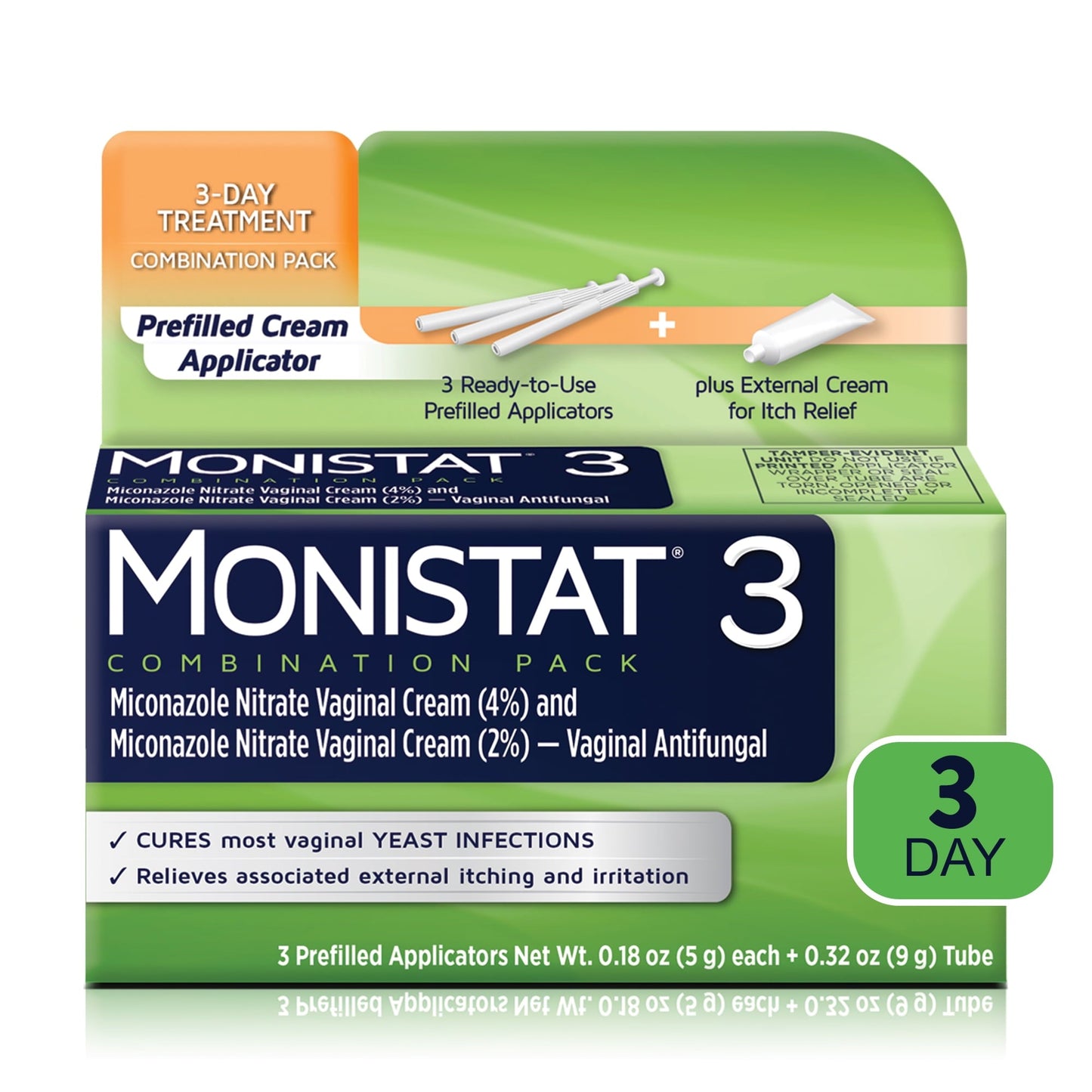 Monistat 3 Day Yeast Infection Treatment, 3 Miconazole Pre-Filled Cream Tubes & External Itch Cream