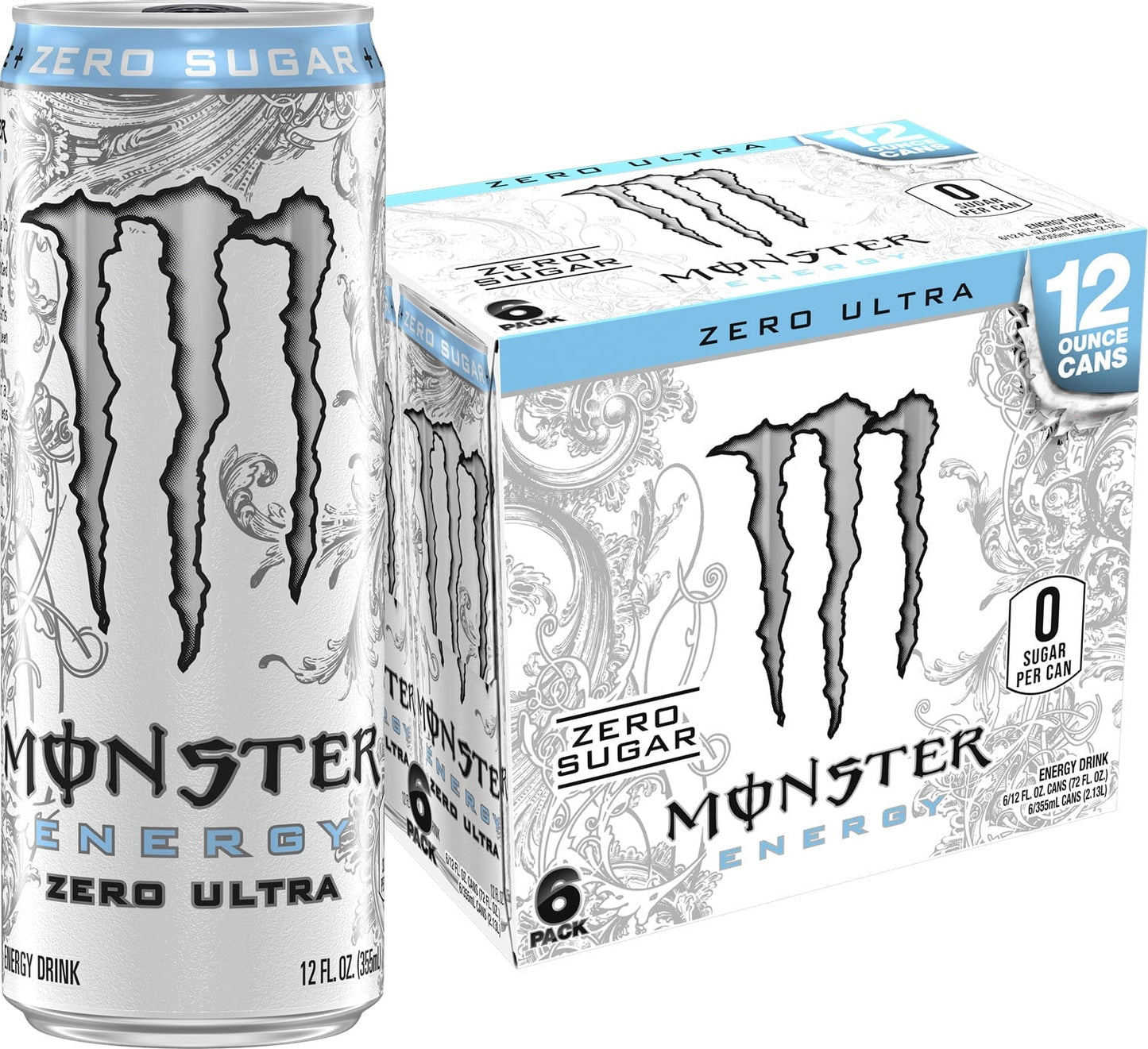 Monster Energy, Zero Ultra, Sugar Free Energy Drink, 12 fl oz, 6 Pack