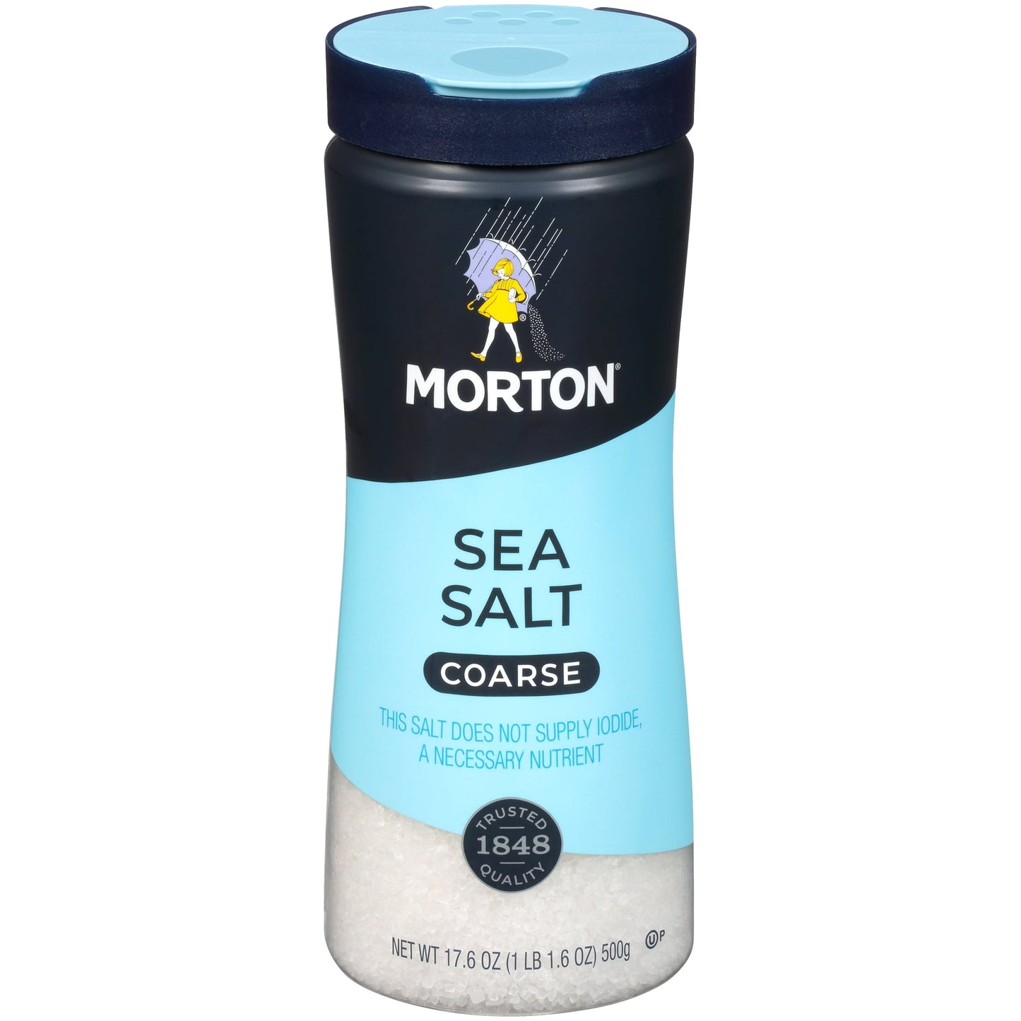 Morton Salt Coarse Sea Salt - for Rubs, Roasts, and Finishing, 17.6 oz Canister