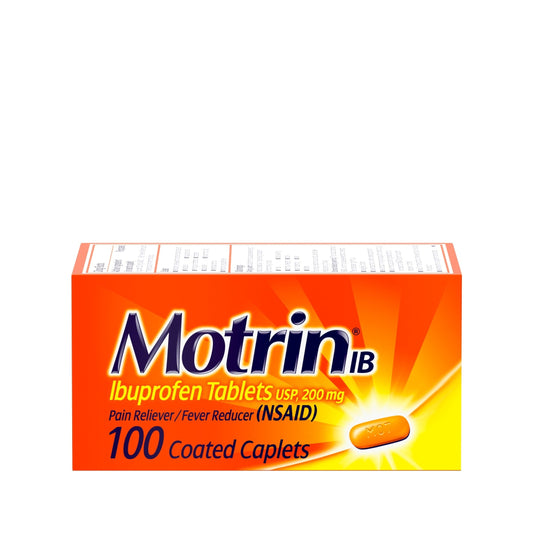 Motrin IB, Ibuprofen 200mg Tablets for Pain & Fever Relief, 100 Ct