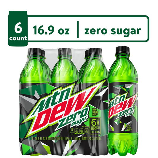 Mountain Dew Zero Sugar Citrus Soda Pop, 16.9 oz, 6 Pack Bottles