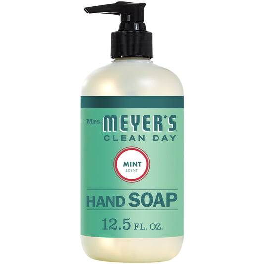 Mrs. Meyer's Clean Day Liquid Hand Soap, Mint Scent, 12.5 Ounce Bottle
