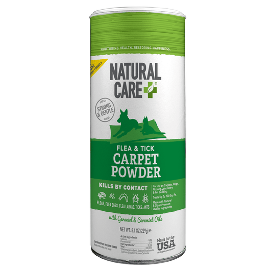 Natural Care Flea & Tick Carpet Powder, Safe for Use Around Dogs and Cats, 8.1 Ounces