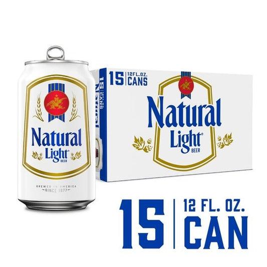 Natural Light Beer, 15 Pack Beer, 12 fl oz Cans 4.2% ABV, Domestic