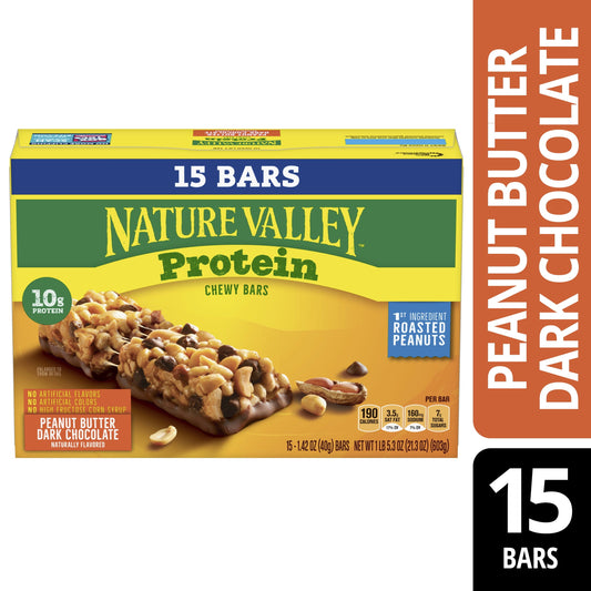 Nature Valley Chewy Granola Bars, Protein, Peanut Butter Dark Chocolate, 15 bars, 21.3 OZ