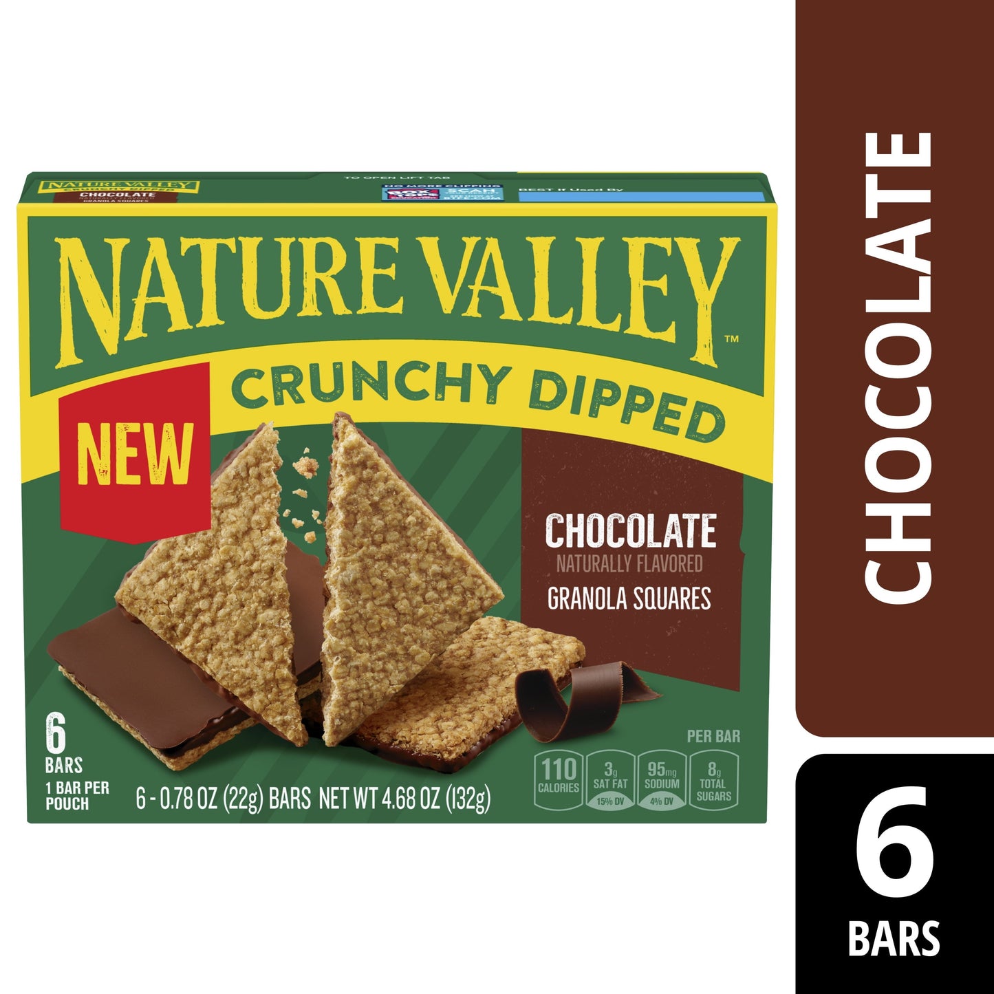 Nature Valley Crunchy Dipped Granola Squares, Oats and Chocolate, 6 ct, 4.68 OZ