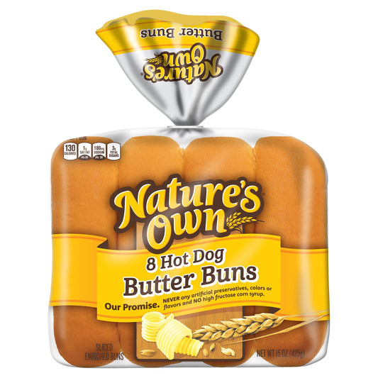 Nature's Own Hot Dog Butter Buns, 15 oz, 8 Count