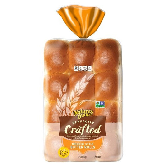 Nature's Own Perfectly Crafted Brioche Style Butter Rolls, Non-GMO Dinner Rolls, 12 Count