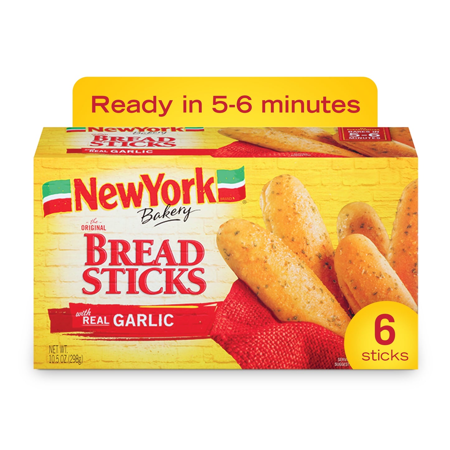 New York Bakery Breadsticks with Real Garlic, 6 Count Box