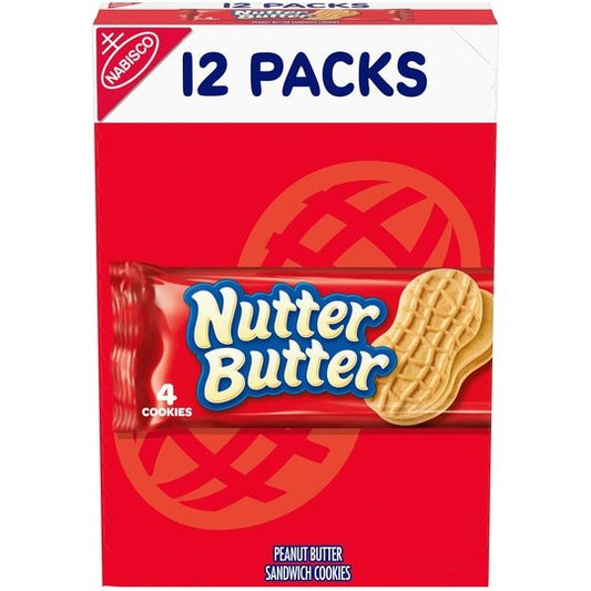Nutter Butter Peanut Butter Sandwich Cookies, 12 Packs (4 Cookies Per Pack)