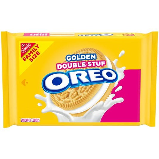 OREO Double Stuf Golden Sandwich Cookies, Family Size, 18.71 oz