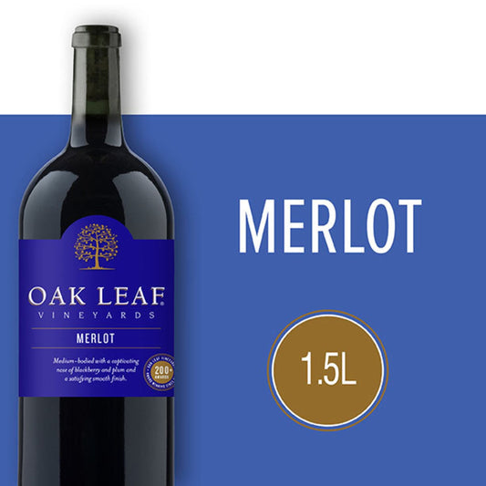 Oak Leaf Vineyards Merlot Red Wine, 1.5 L Glass, ABV 13.00%