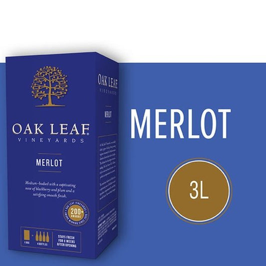 Oak Leaf Vineyards Merlot Red Wine, 3 L Bag In Box, ABV 13.00%