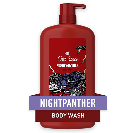 Old Spice Body Wash for Men, NightPanther, Long Lasting Lather, for All Skin Types, 30 fl oz