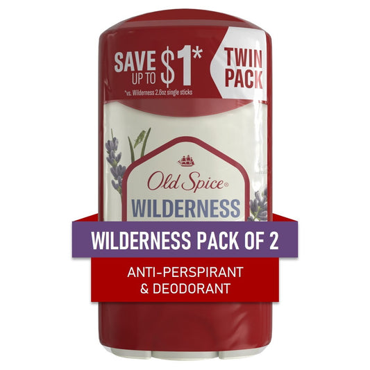 Old Spice Men's Antiperspirant Deodorant Wilderness with Lavender, 2.6 oz Twin Pack