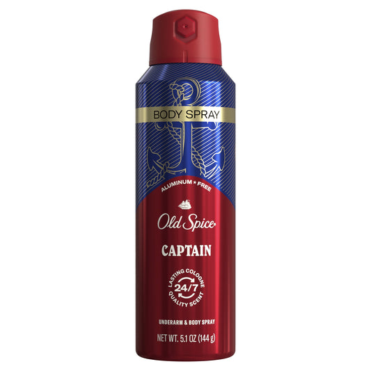 Old Spice Men's Body Spray Aluminum Free Captain, 5.1 oz