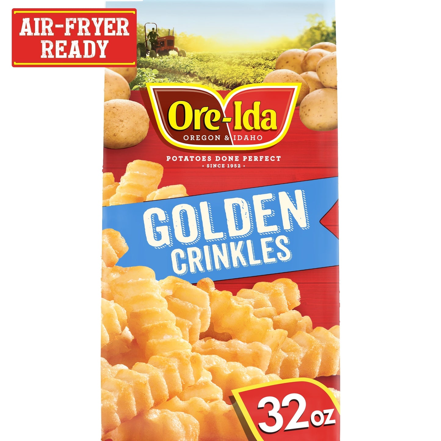 Ore-Ida Golden Crinkles, Crinkle Cut Fries, French Fried Frozen Potatoes, 32 oz Bag