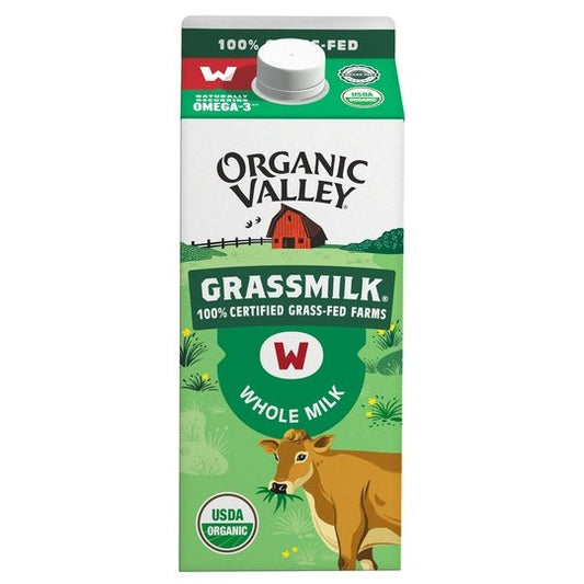 Organic Valley, Organic Whole Milk, Grassfed, Half Gallon Carton, 64 oz