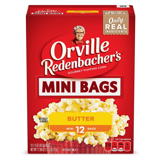 Orville Redenbacher's Butter Popcorn, Mini Bags, 1.5 Oz, 12 Ct