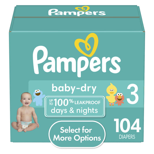 Pampers Baby Dry Diapers Size 3, 104 Count