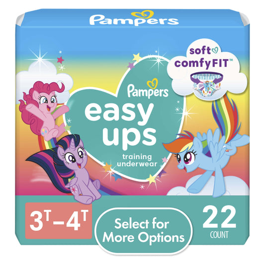 Pampers Easy Ups Girls & Boys Potty Training Pants - Size 3T-4T, 22 Count, My Little Pony Training Underwear 3T-4T