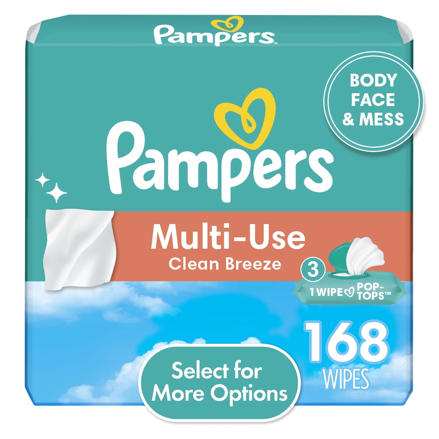 Pampers Multi-Use Baby Wipes 3X Flip-Top Packs 168 Wipes